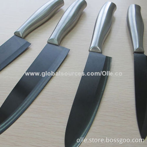Ceramic Chef's Knife Set with Metal Handle, 35-42 Degrees Cutting Edge Angle